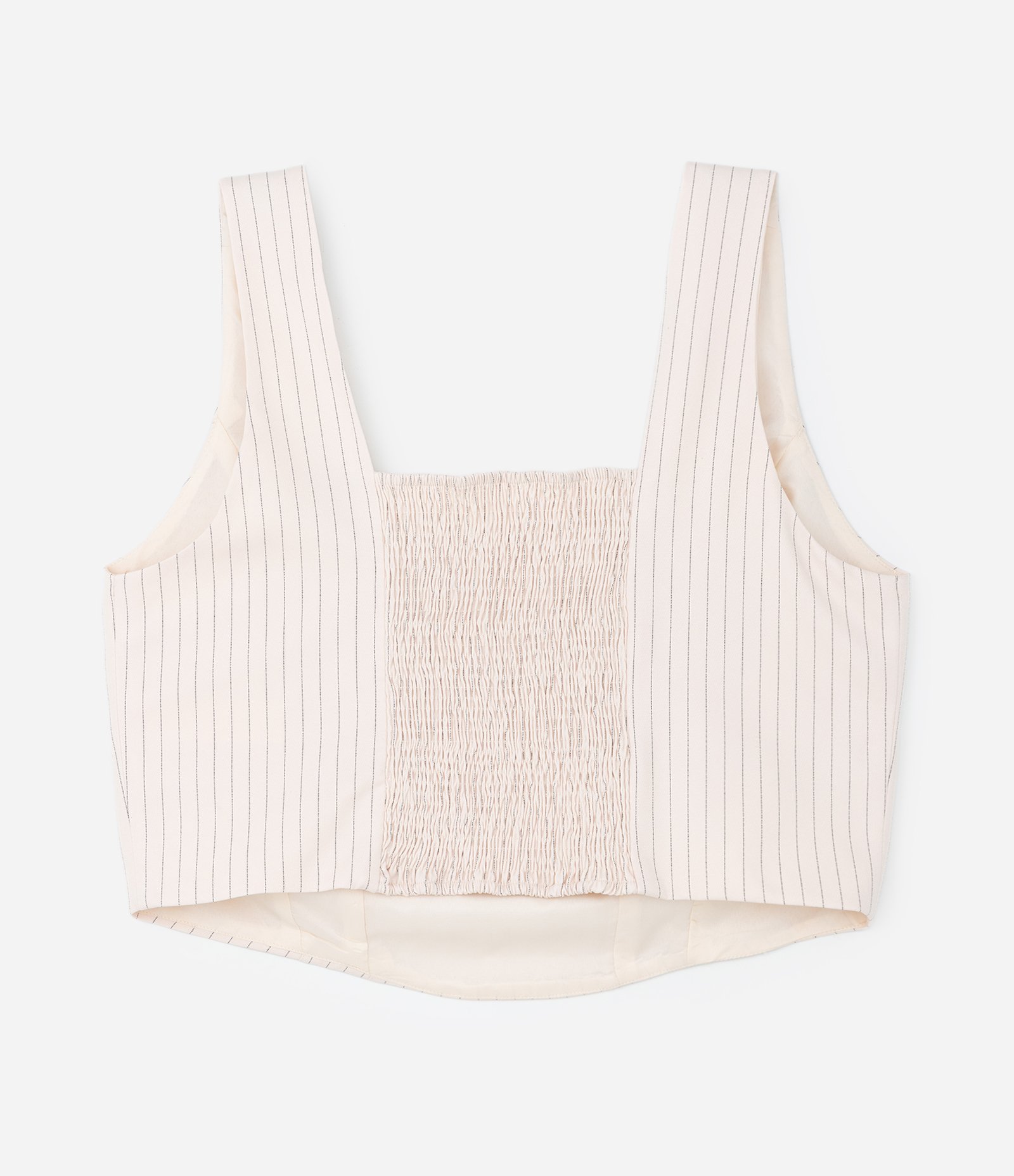 Top Cropped Alfaiataria Risca de Giz Curve e Plus Size Off White 6