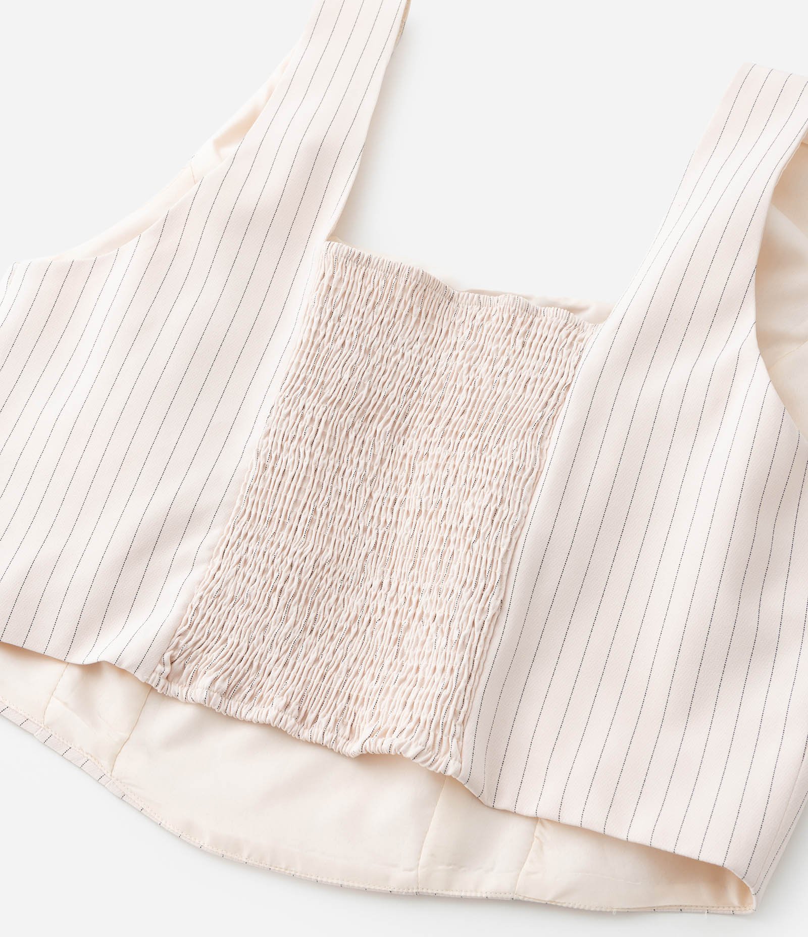 Top Cropped Alfaiataria Risca de Giz Curve e Plus Size Off White 8