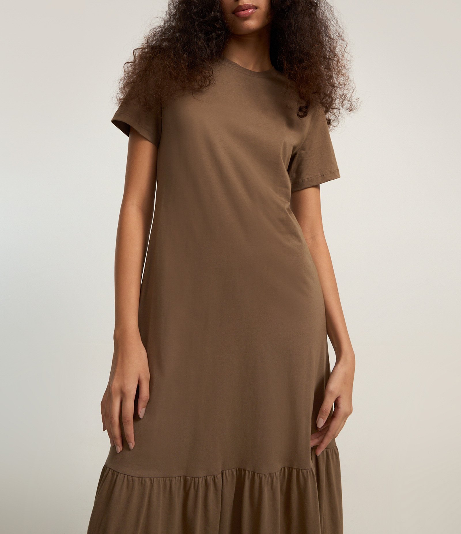 Vestido Evasê Long Midi em Algodão com Babado na Barra 2