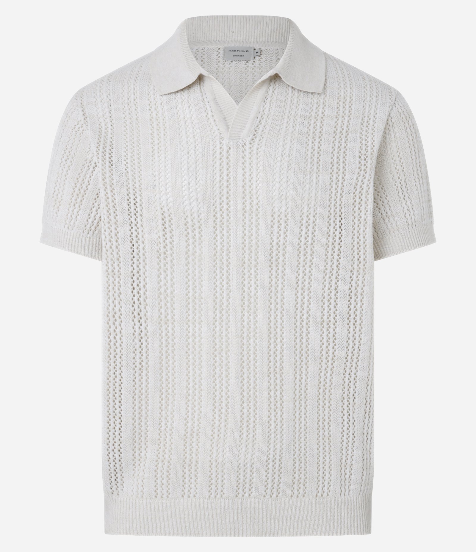 Camisa Polo com Efeito Crochê Off White 6