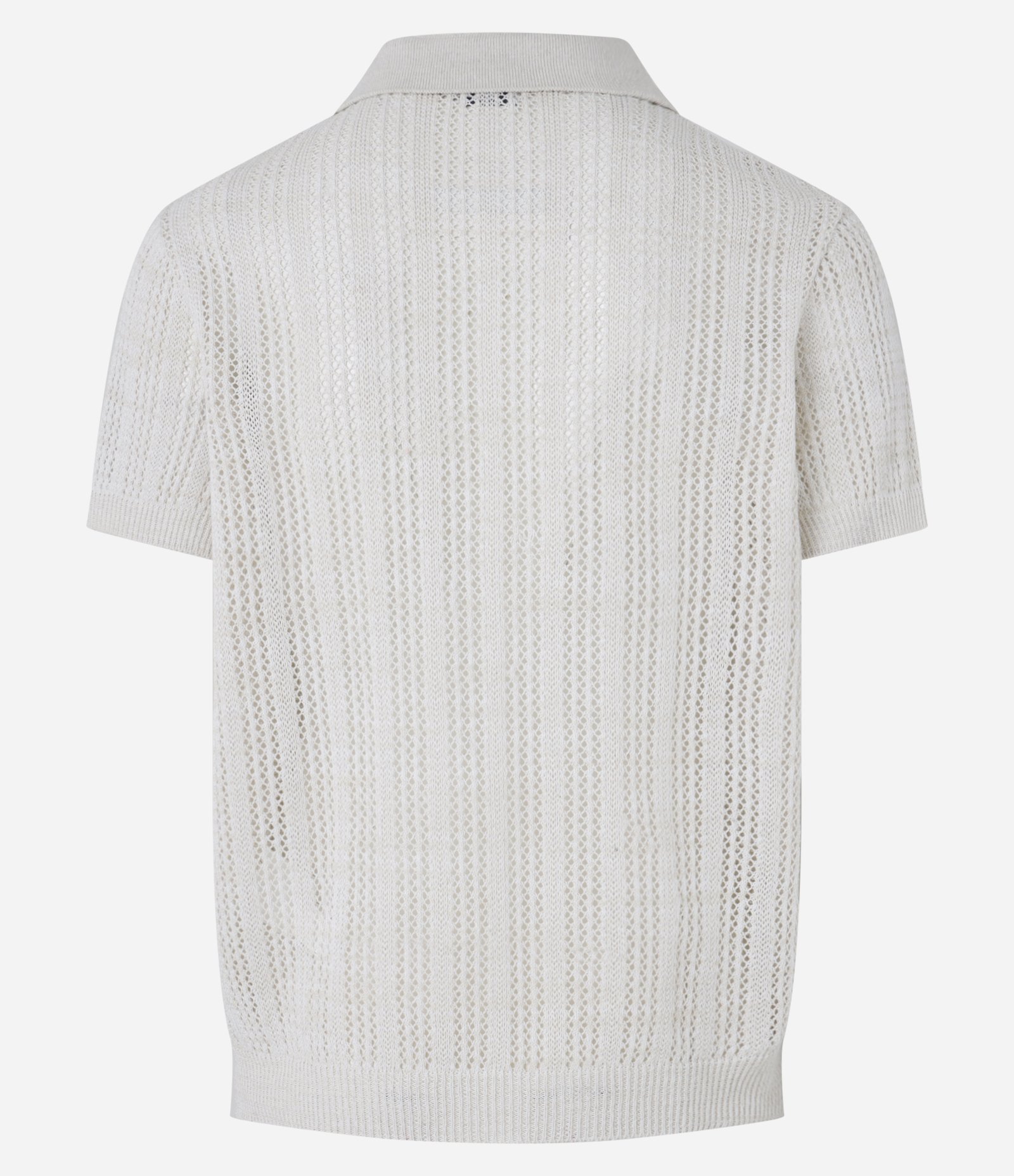 Camisa Polo com Efeito Crochê Off White 7