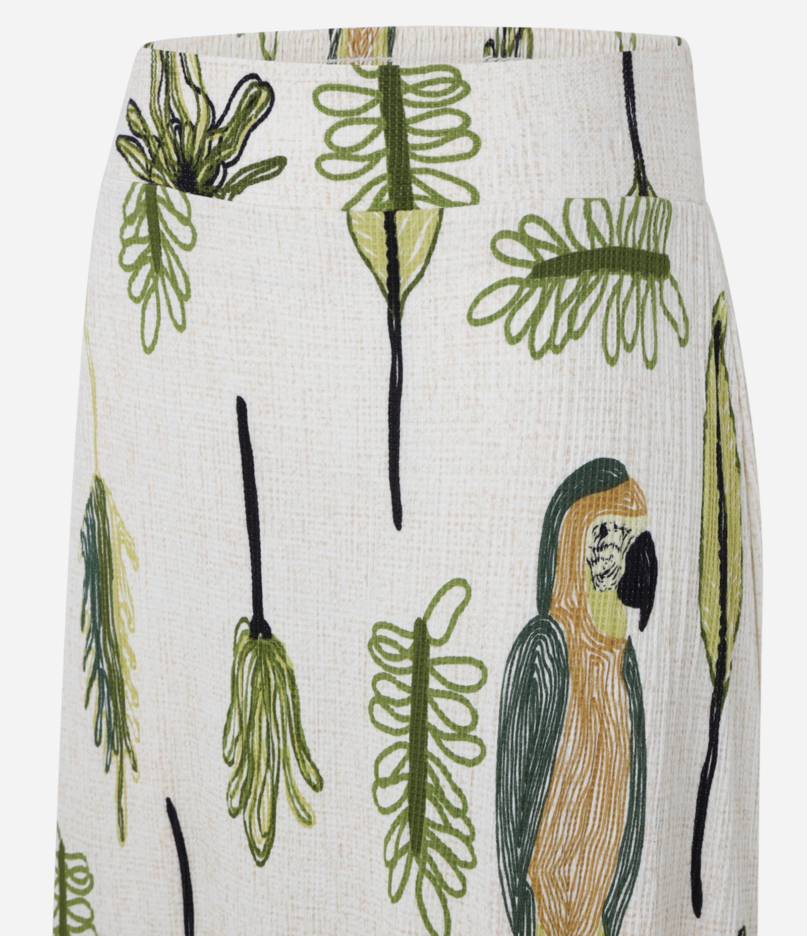 Saia New Midi em Viscose com Estampa Folhagem e Pássaro Off White 6