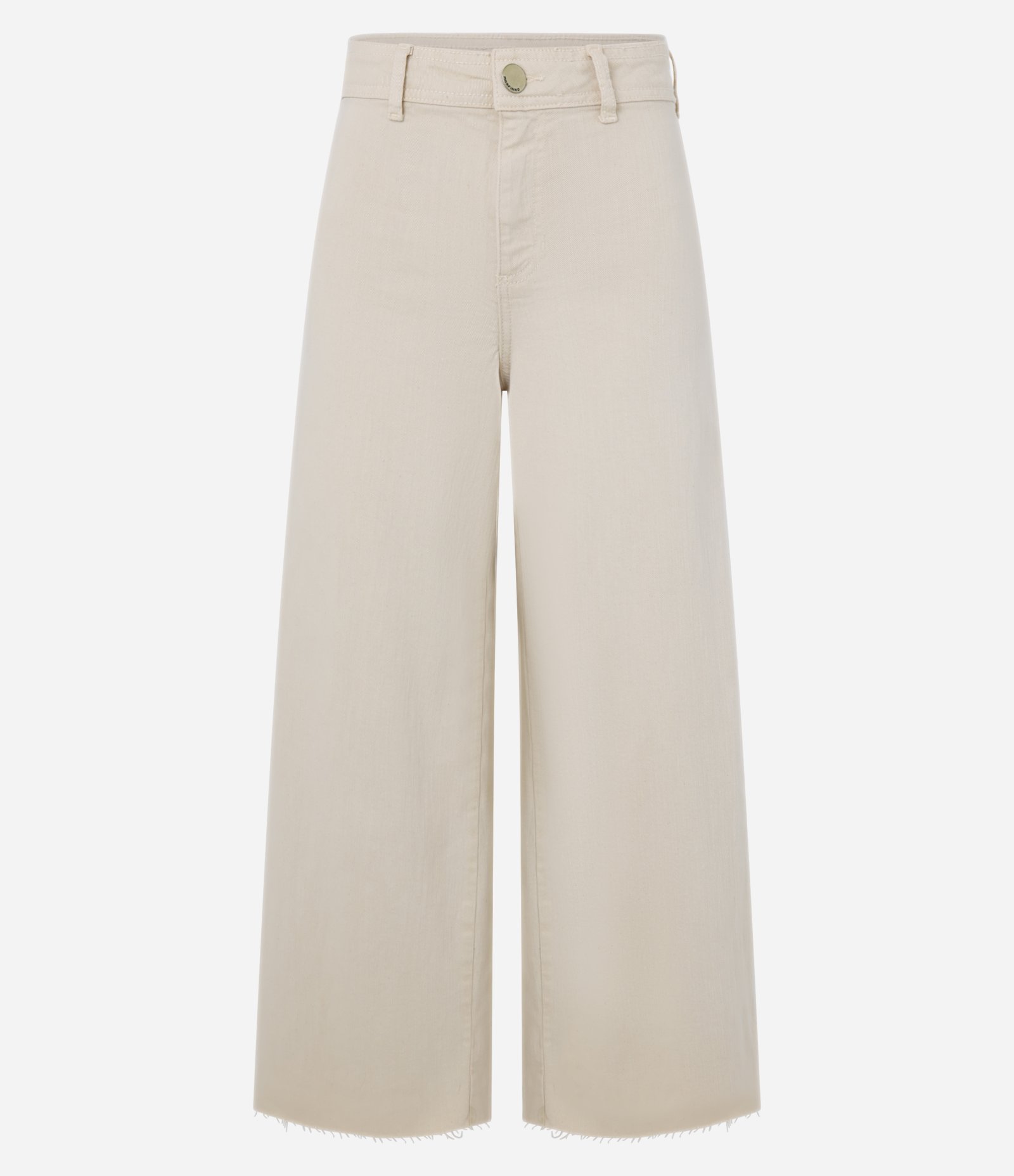 Calça Wide Leg Cropped em Jeans e Cintura Média Bege 7