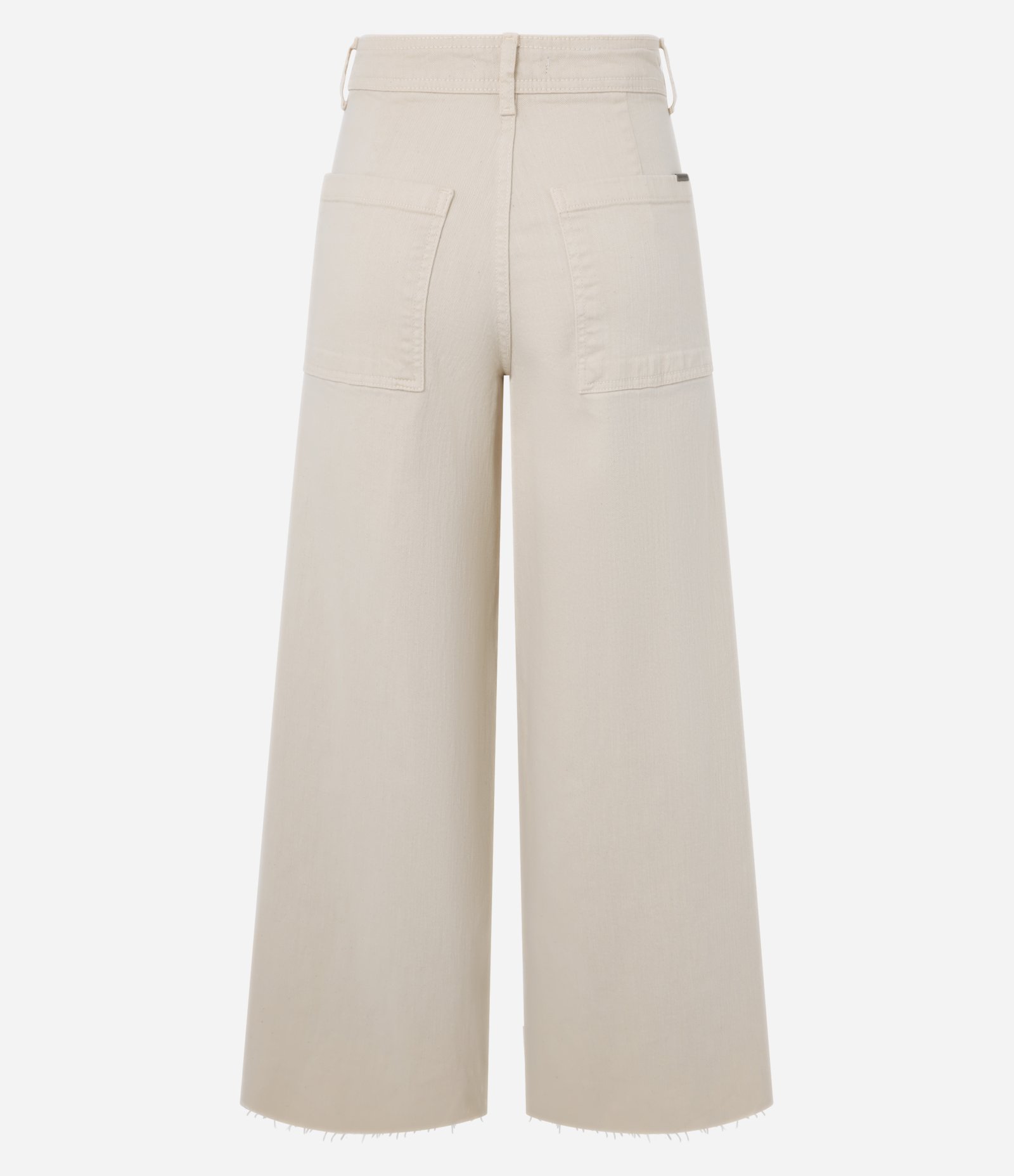 Calça Wide Leg Cropped em Jeans e Cintura Média Bege 8