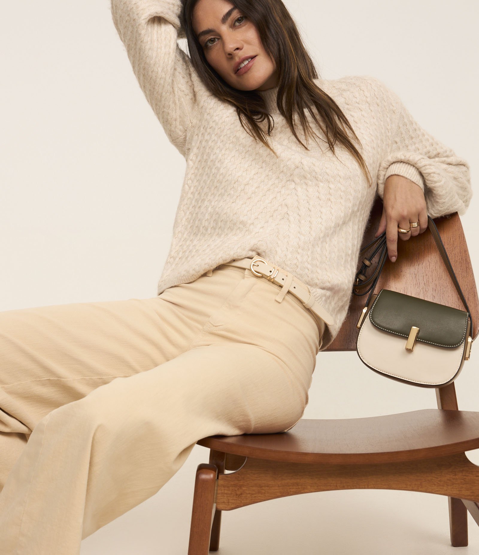 Calça Wide Leg Cropped em Jeans e Cintura Média Bege 5