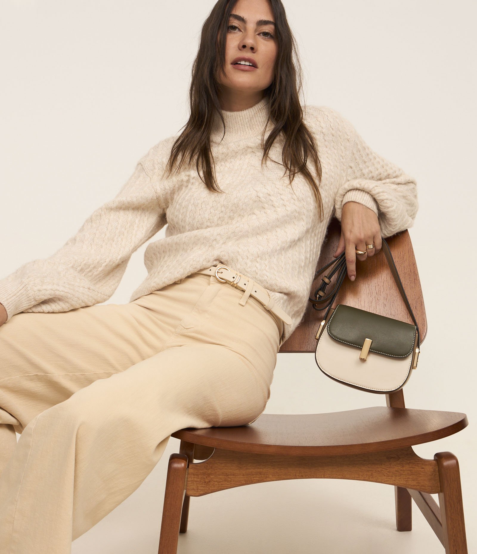 Calça Wide Leg Cropped em Jeans e Cintura Média Bege 6