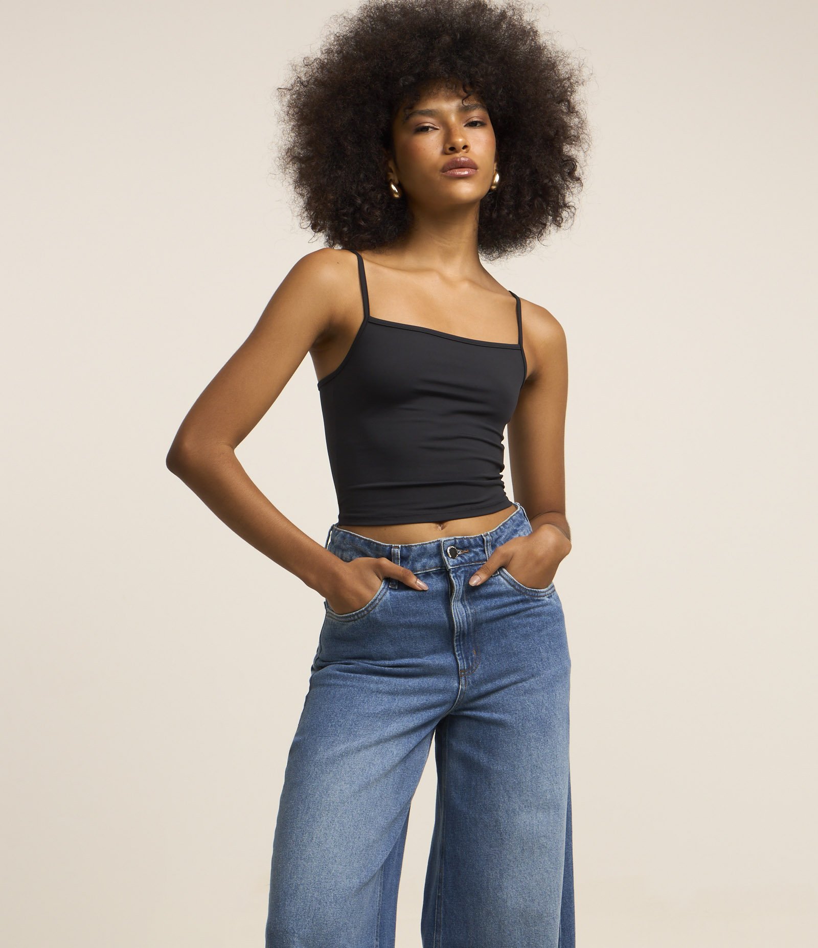 Calça Balloon em Jeans com Bolsinhos Azul 3