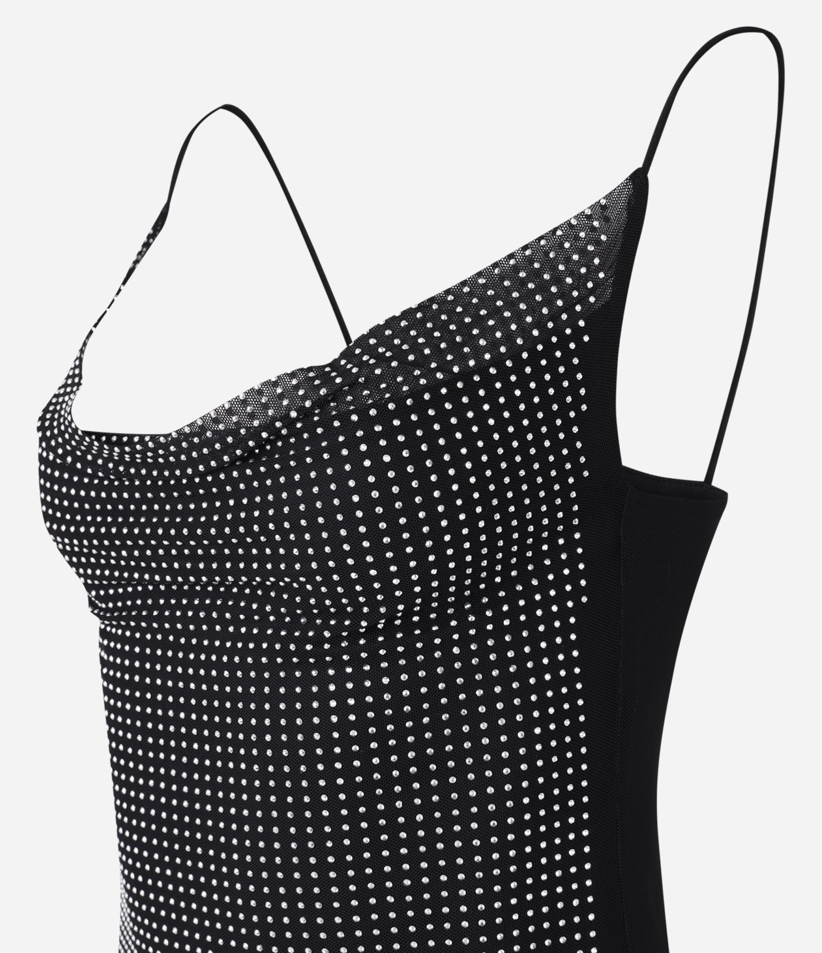 Blusa em Tule Metalizado e Decote Degagê Preto 2