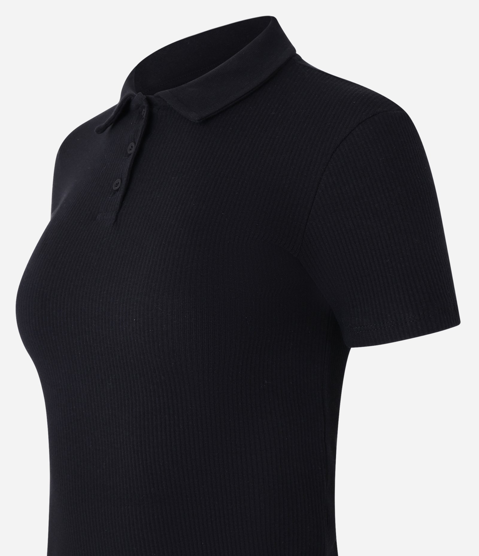 Blusa Básica em Ribana com Gola Polo Preto 5