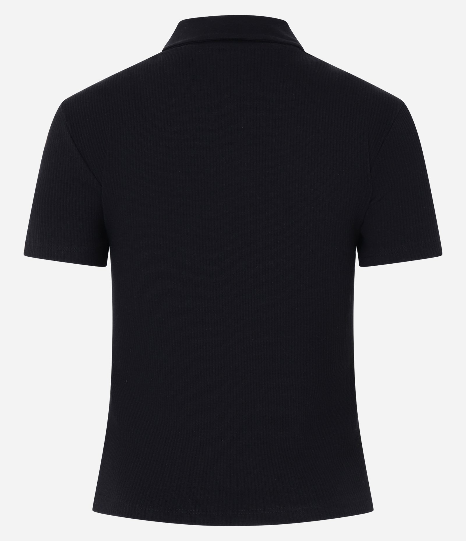 Blusa Básica em Ribana com Gola Polo Preto 6