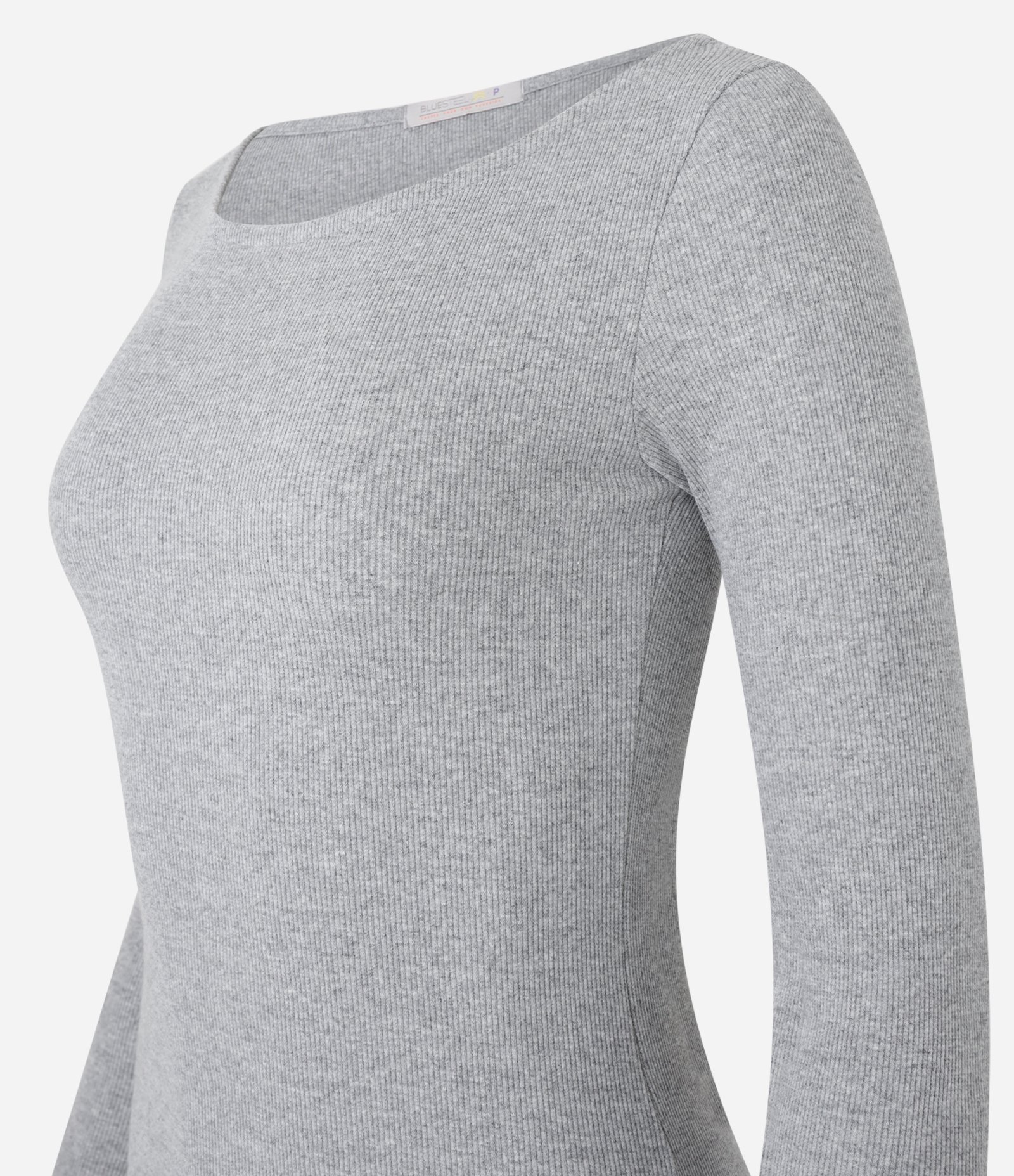 Vestido Curto Balonê Bicolor em Ribana Cinza Mescla/Branco 5