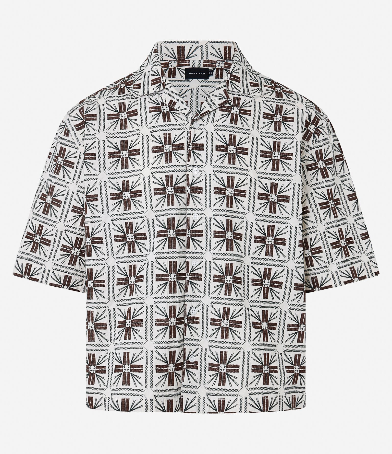 Camisa Texturizada com Bordados Geométricos Cinza 10