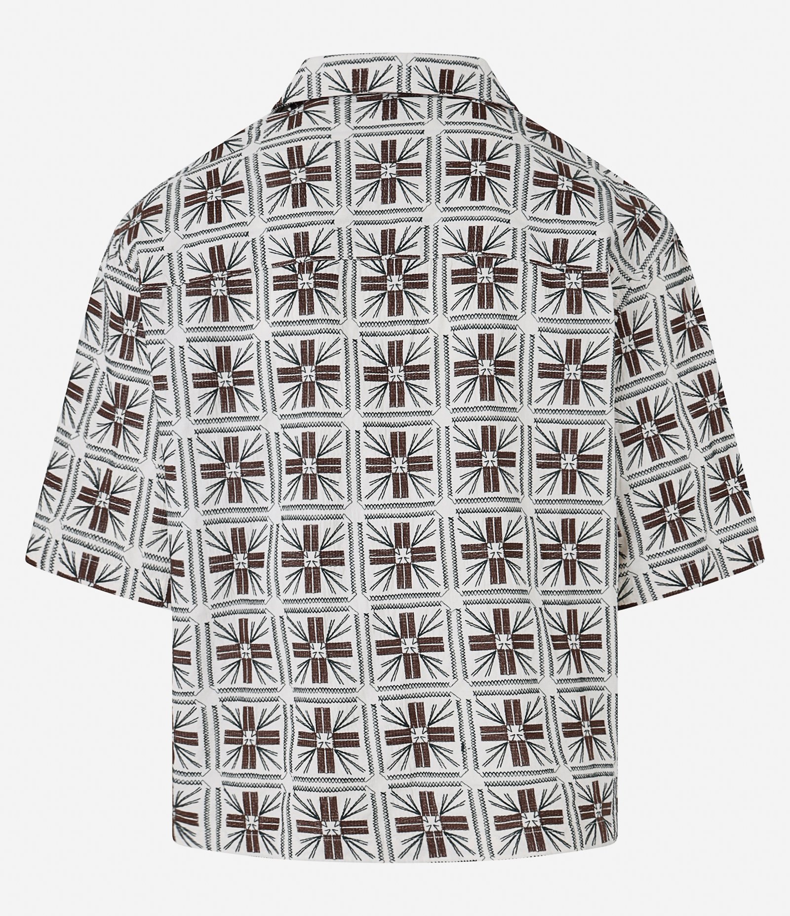Camisa Texturizada com Bordados Geométricos Cinza 12