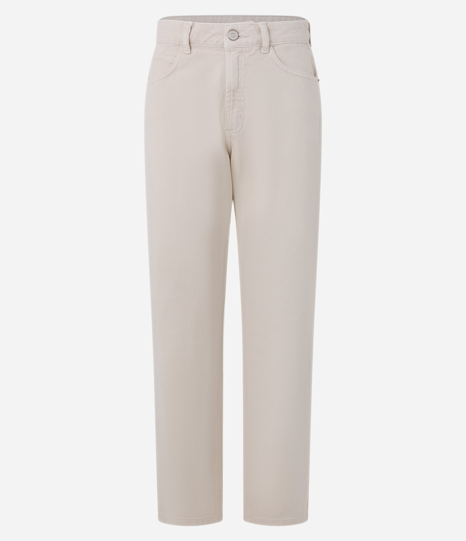 Calça Mom Cintura Alta em Sarja com Bolsos Bege Rosado 5