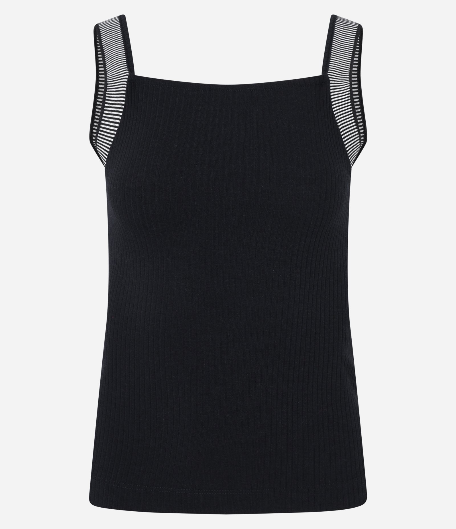 Regata com Decote Quadrado e Alça Contrastante Preto 5