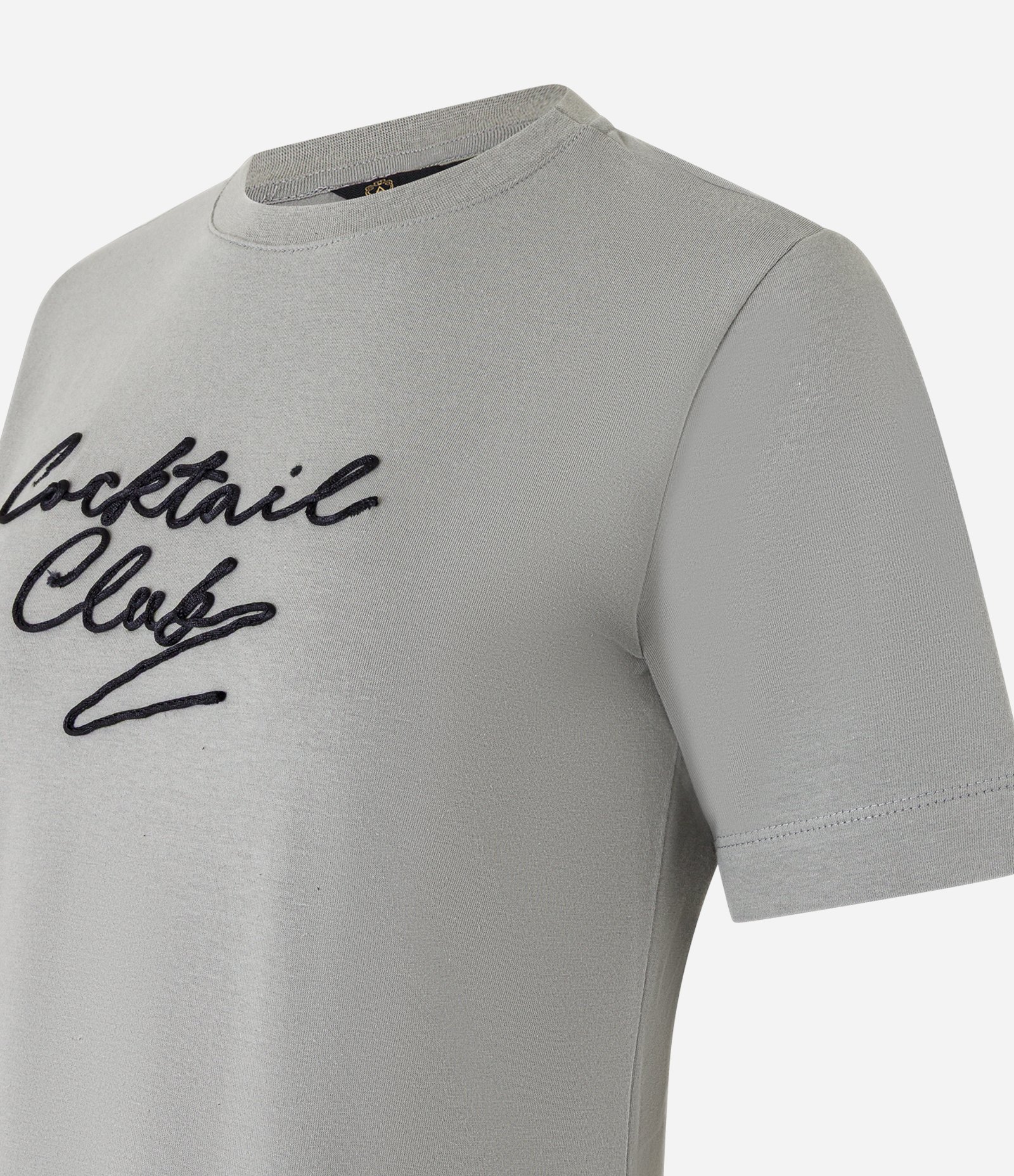 Blusa T-Shirt em Algodão com Lettering Cocktail Club Cinza 2
