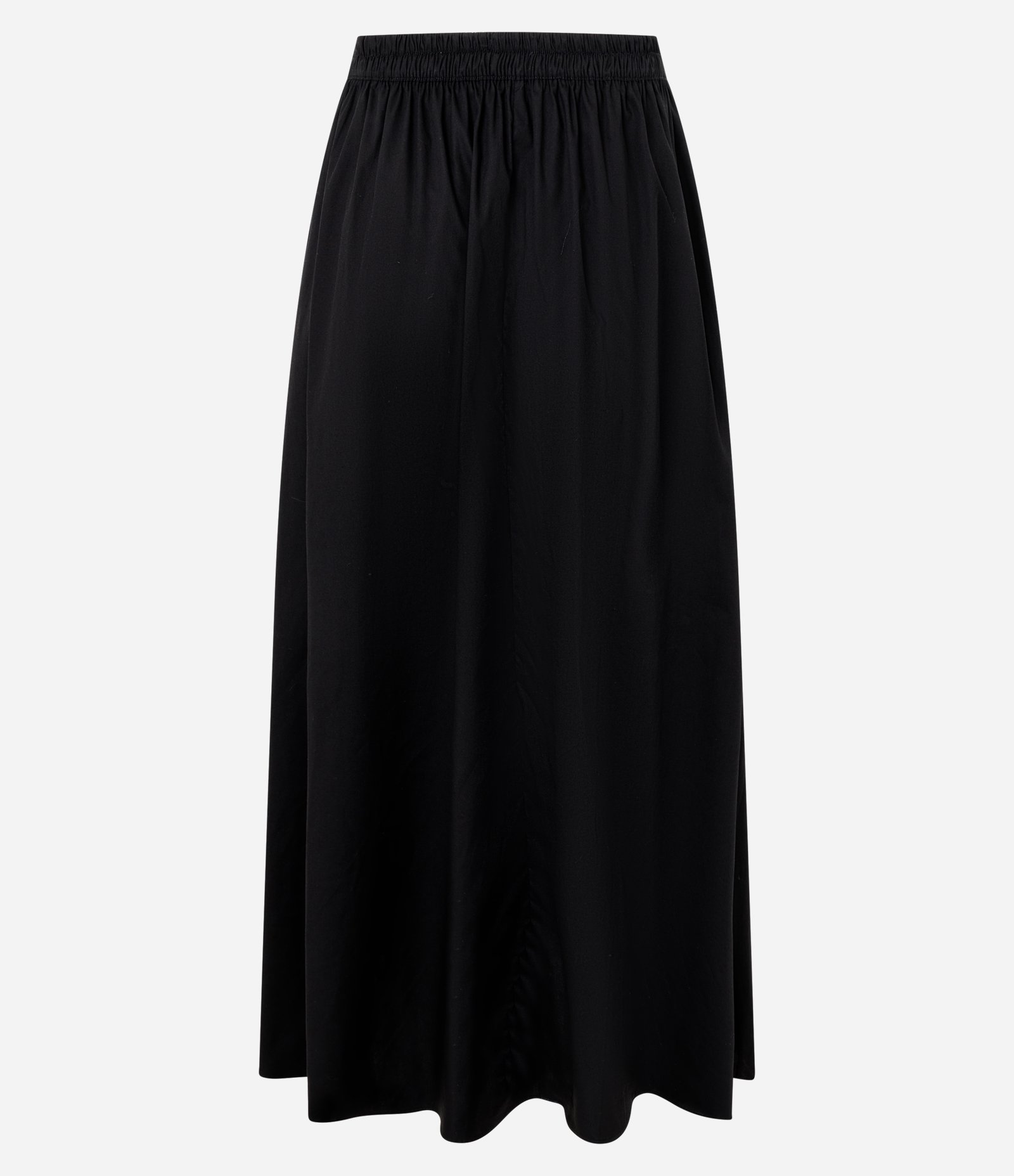 Saia Midi em Tricoline com Cós Elástico Preto 2