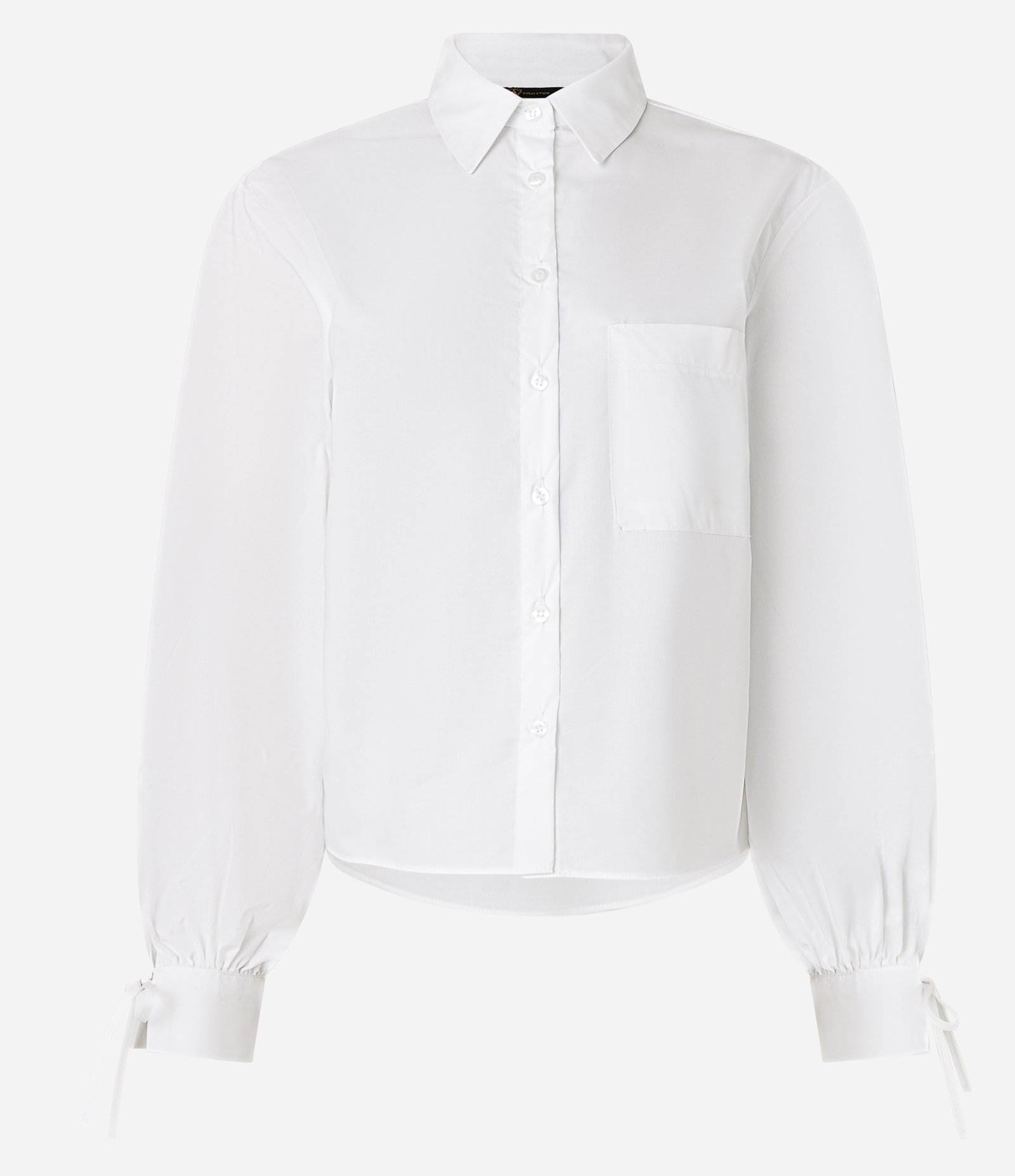 Camisa em Tricoline com Lacinhos na Manga Branco 1