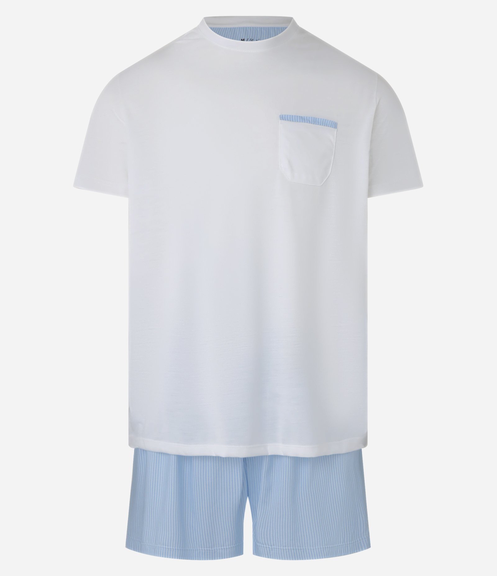 Pijama Curto em Poliviscose com Listras Azul/ Branco 4