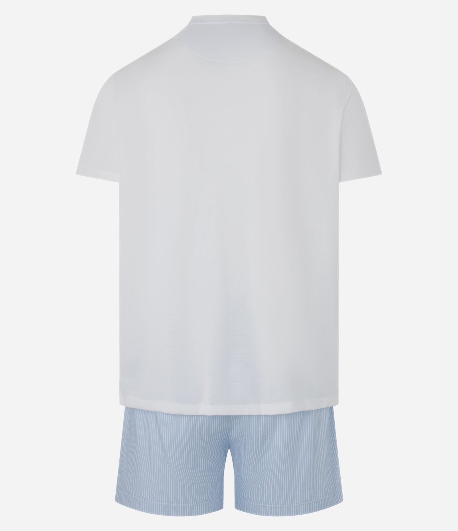 Pijama Curto em Poliviscose com Listras Azul/ Branco 5