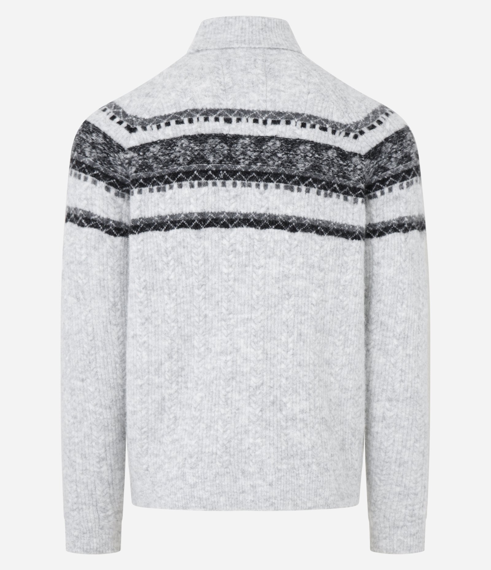 Sueter em Tricô com Textura Jacquard e Estampa Étnica Cinza 6