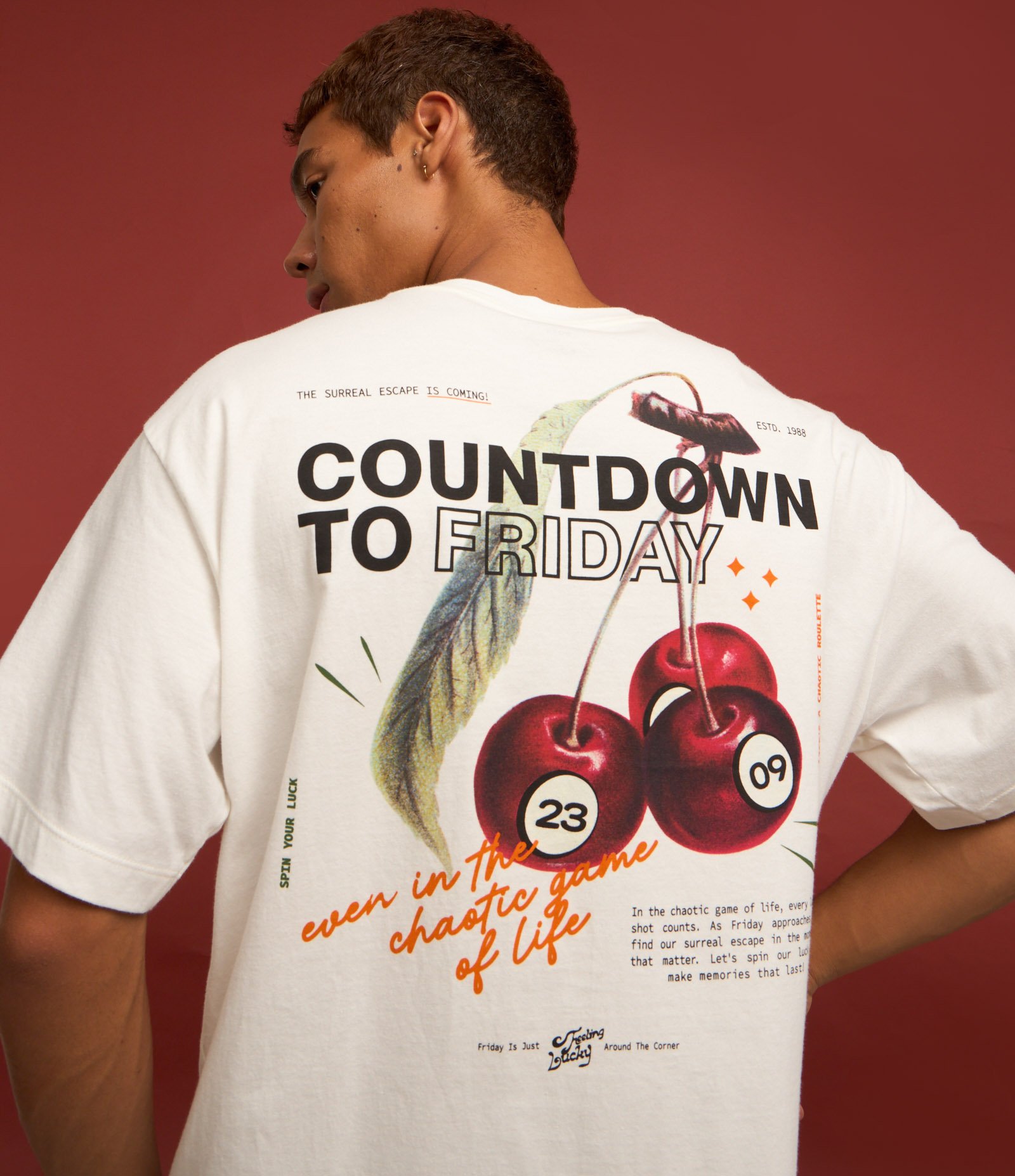 Camiseta Boxy Algodão com Estampa de Cereja Branco 5