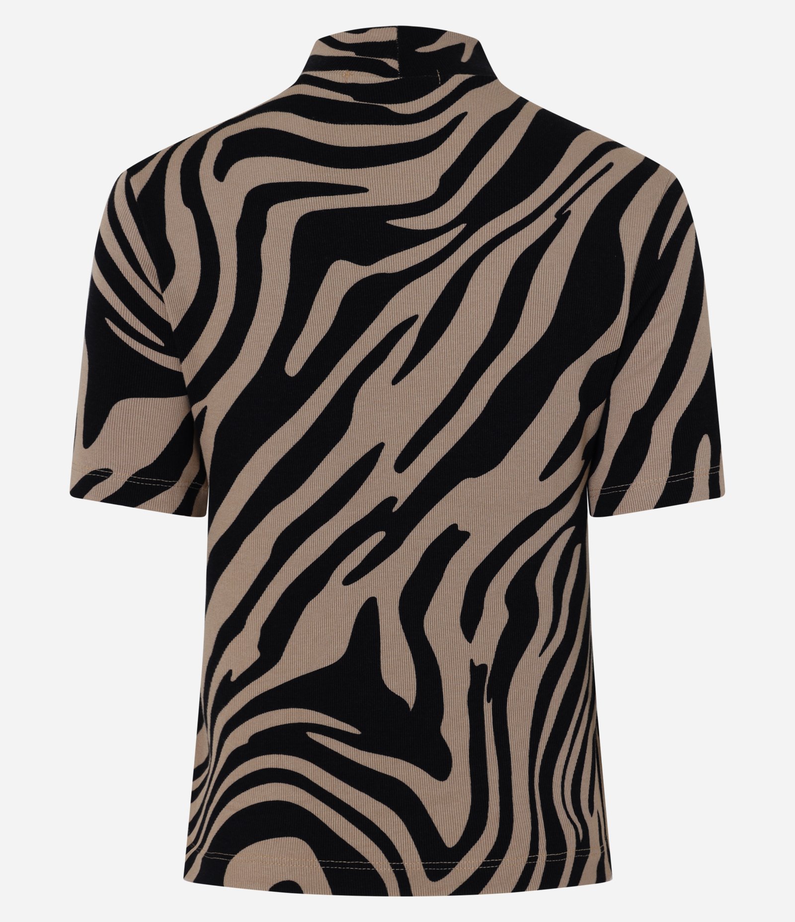 Blusa em Ribana com Gola Alta e Estampa Zebra Marrom/Preto 4