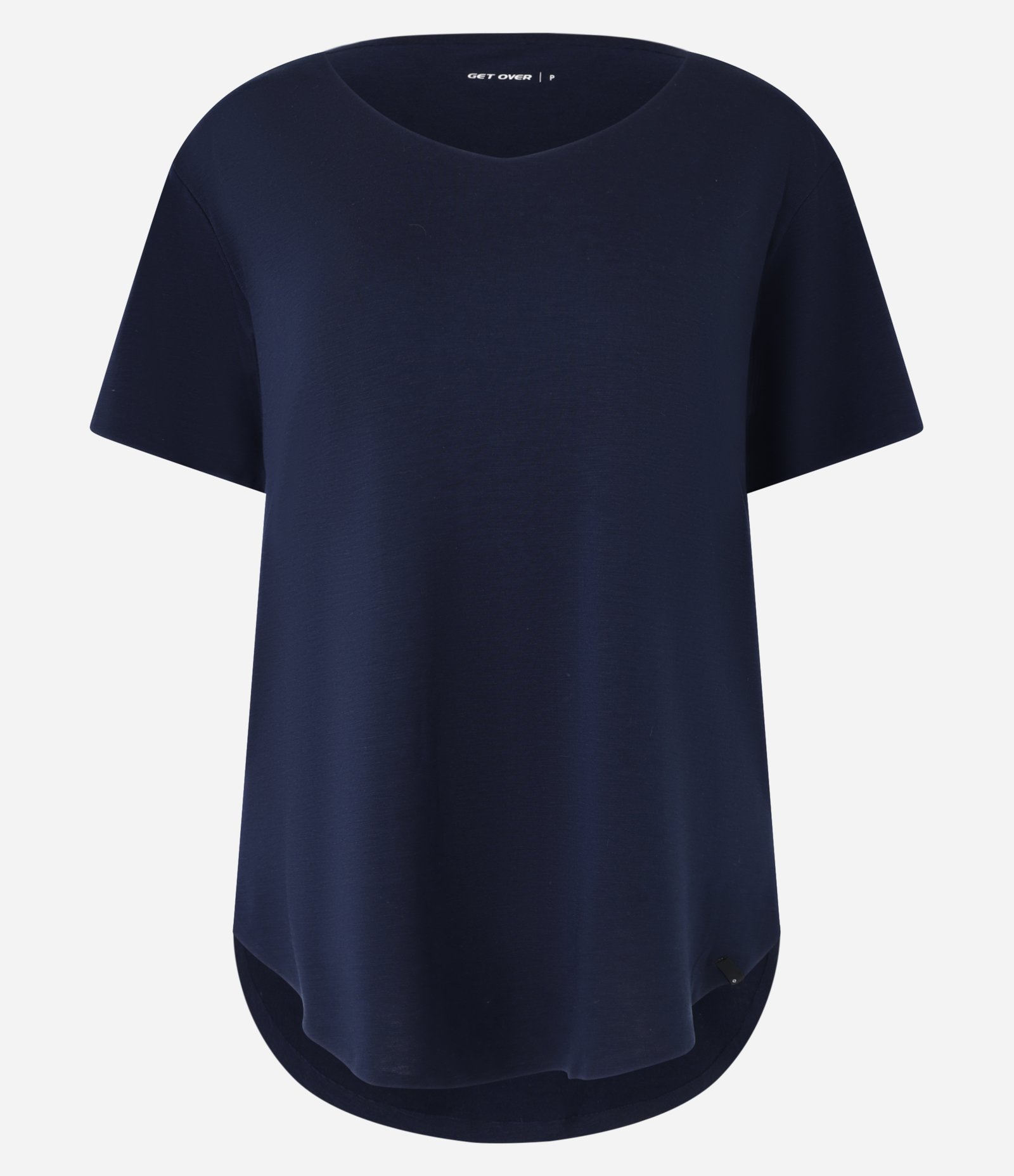 Camiseta Oversized Esportiva em Microfibra com Barra Arredondada Azul Marinho 5