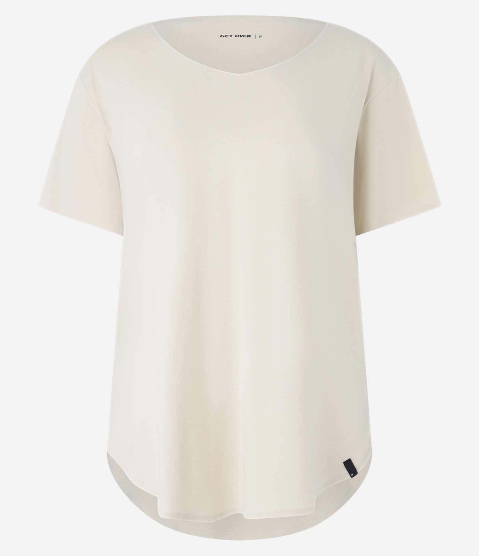 Camiseta Oversized Esportiva em Microfibra com Barra Arredondada Bege 5