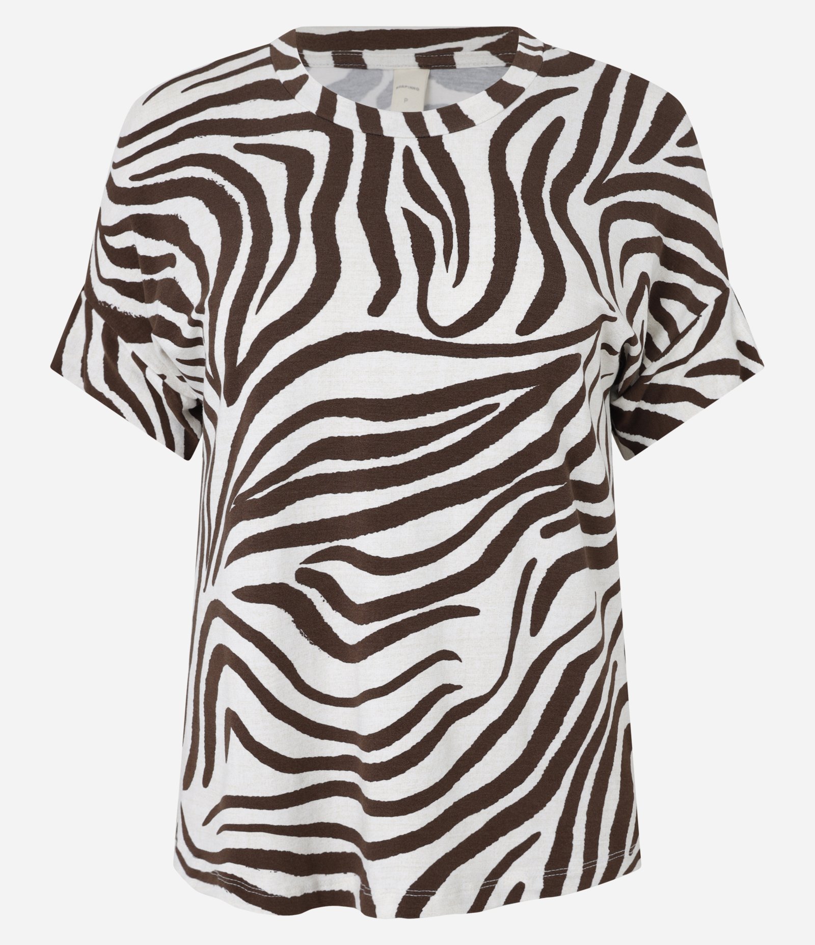 Blusa em Viscose Manga Curta com Estampa de Zebra Marrom/Branco 6