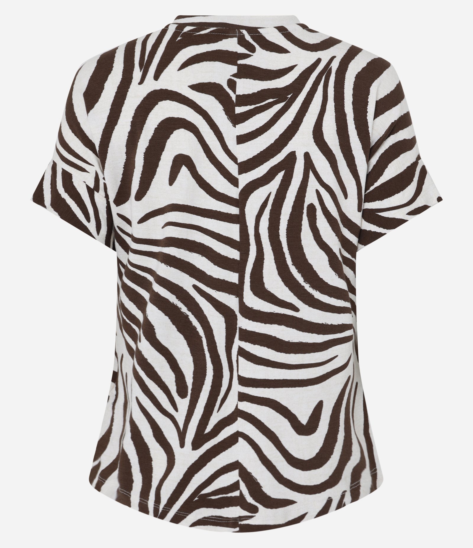 Blusa em Viscose Manga Curta com Estampa de Zebra Marrom/Branco 7