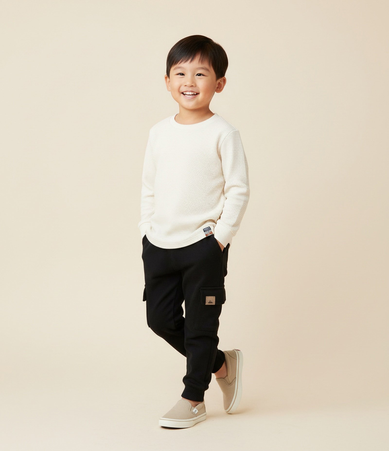 Calça Jogger Infantil em Moletom com Bolso Cargo - Tam 1 a 5 Anos Preto 1