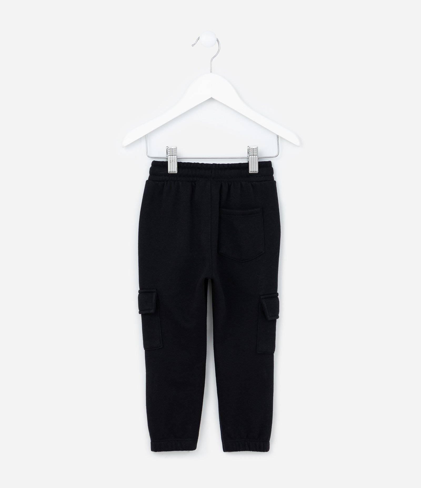Calça Jogger Infantil em Moletom com Bolso Cargo - Tam 1 a 5 Anos Preto 2