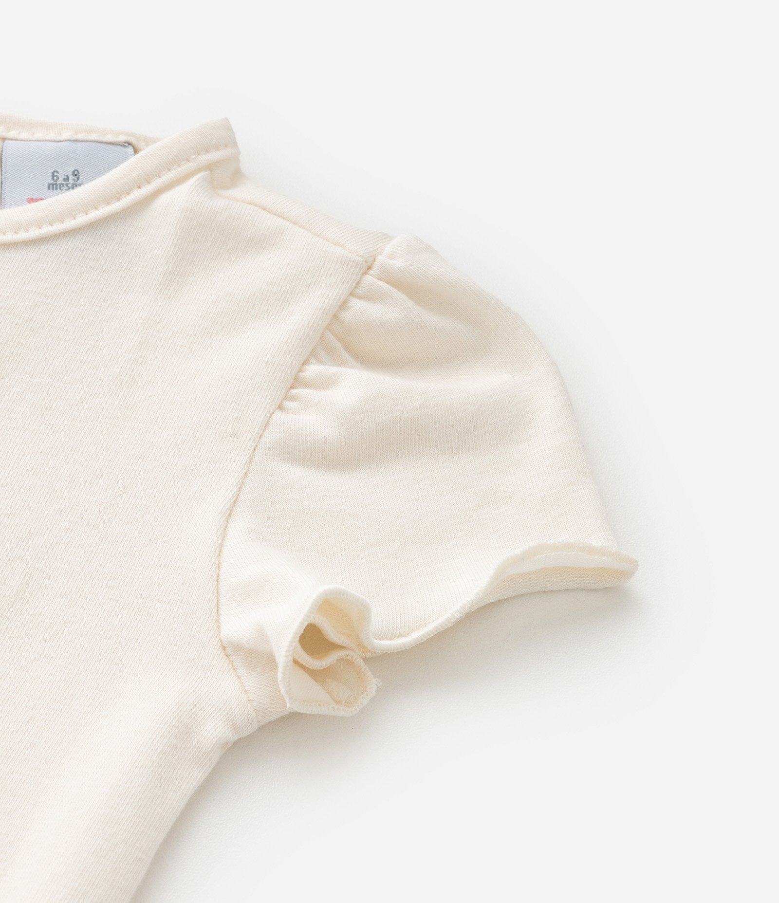 Conjunto Infantil com Estampa Florzinhas - Tam 0 a 18 meses Bege/Preto 9