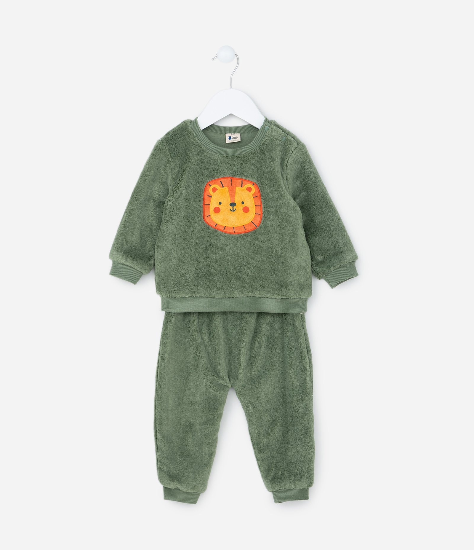 Conjunto Infantil em Fleece com Bordado de Leão - Tam 0 a 18 meses Verde 1