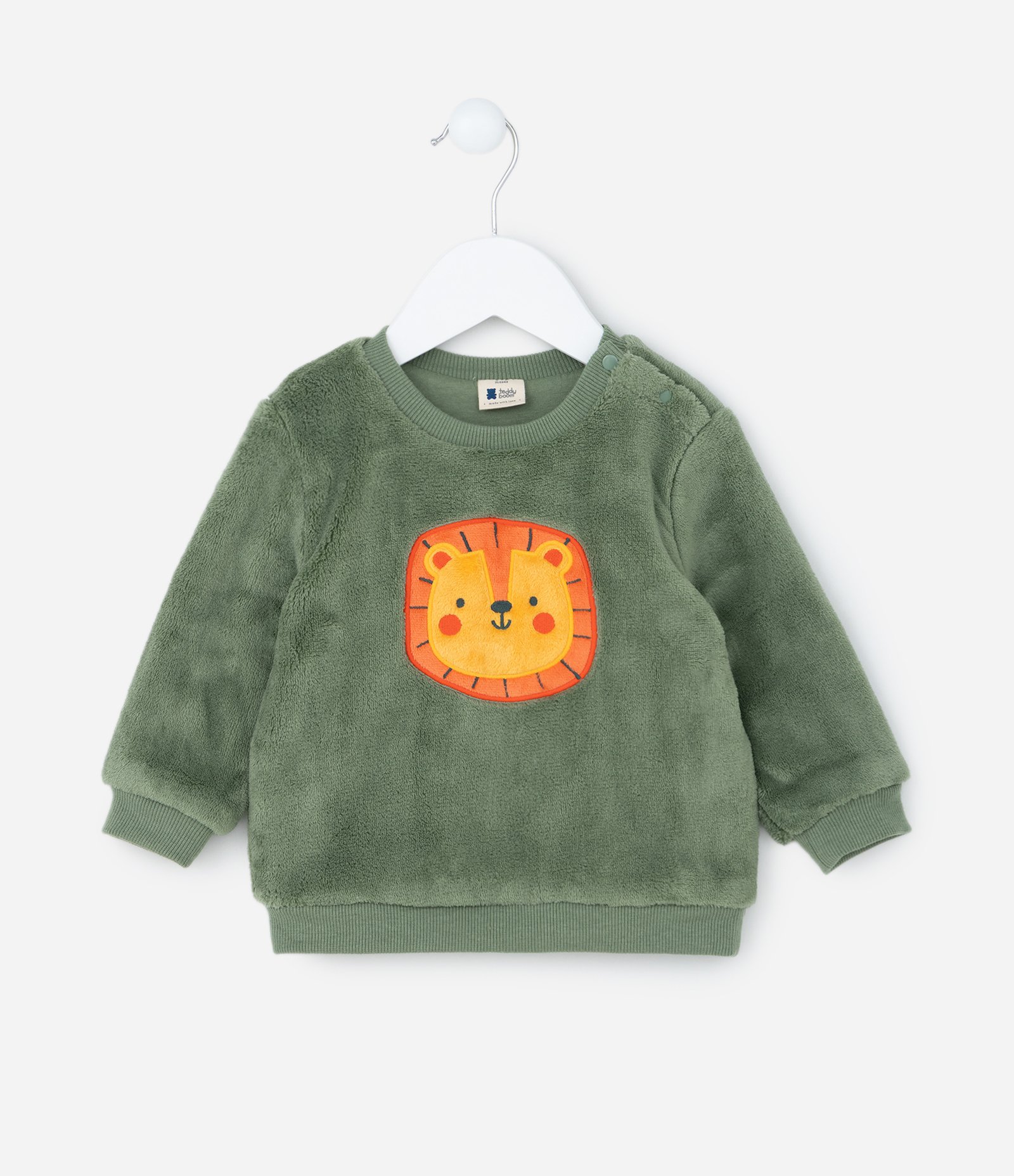 Conjunto Infantil em Fleece com Bordado de Leão - Tam 0 a 18 meses Verde 2