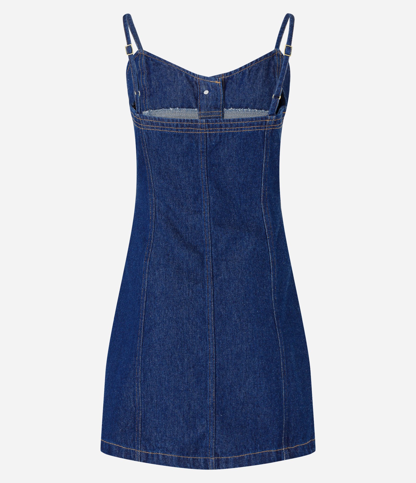 Vestido Curto em Jeans com Abotoamento e Alcinhas Azul 5