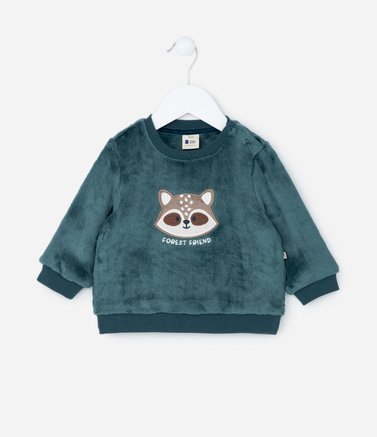 Casaco Infantil em Fleece com Bordado Guaxinim - Tam 0 a 18 meses Verde 1