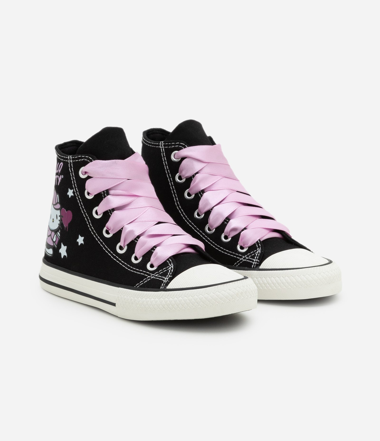 Tênis Infantil Abotinado com Biqueira e Estampa Hello Kitty - Tam 26 ao 36 Preto 1