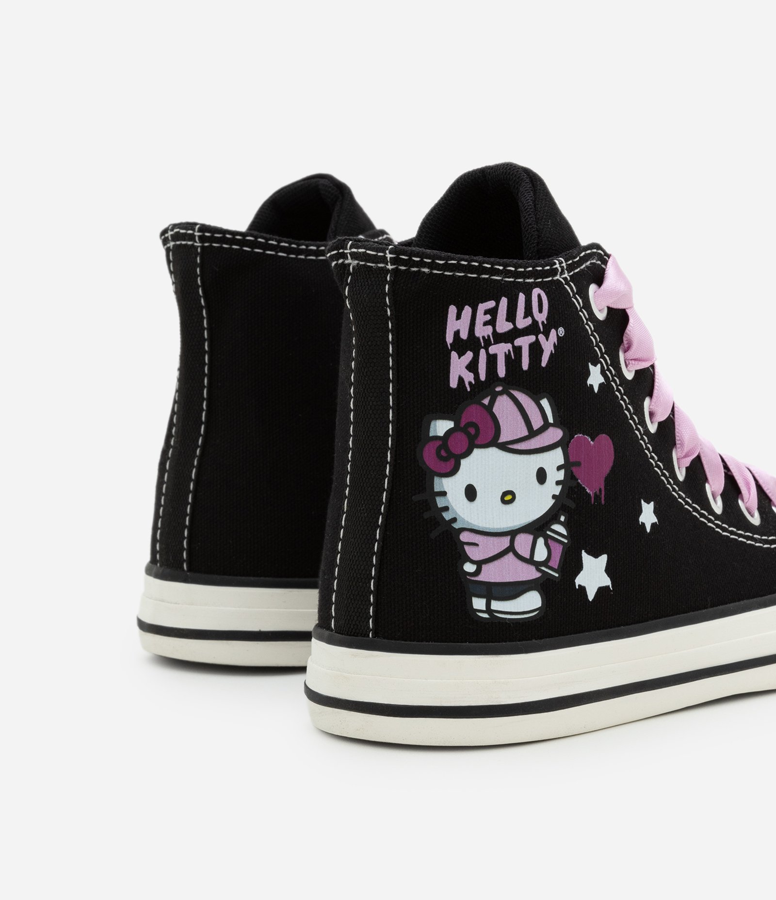 Tênis Infantil Abotinado com Biqueira e Estampa Hello Kitty - Tam 26 ao 36 Preto 2