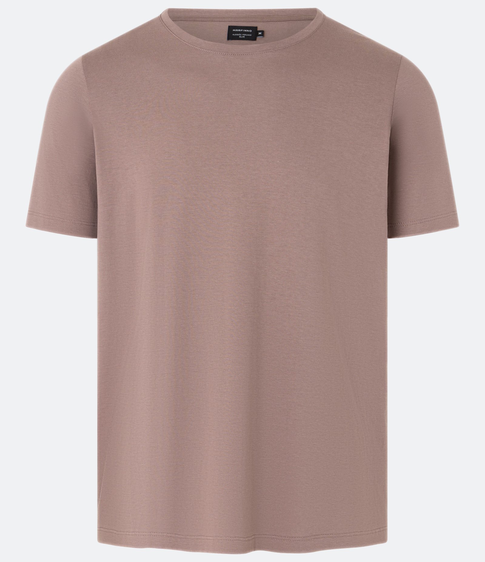 Camiseta Slim Básica em Algodão Peruano com Gola Redonda Marrom 1