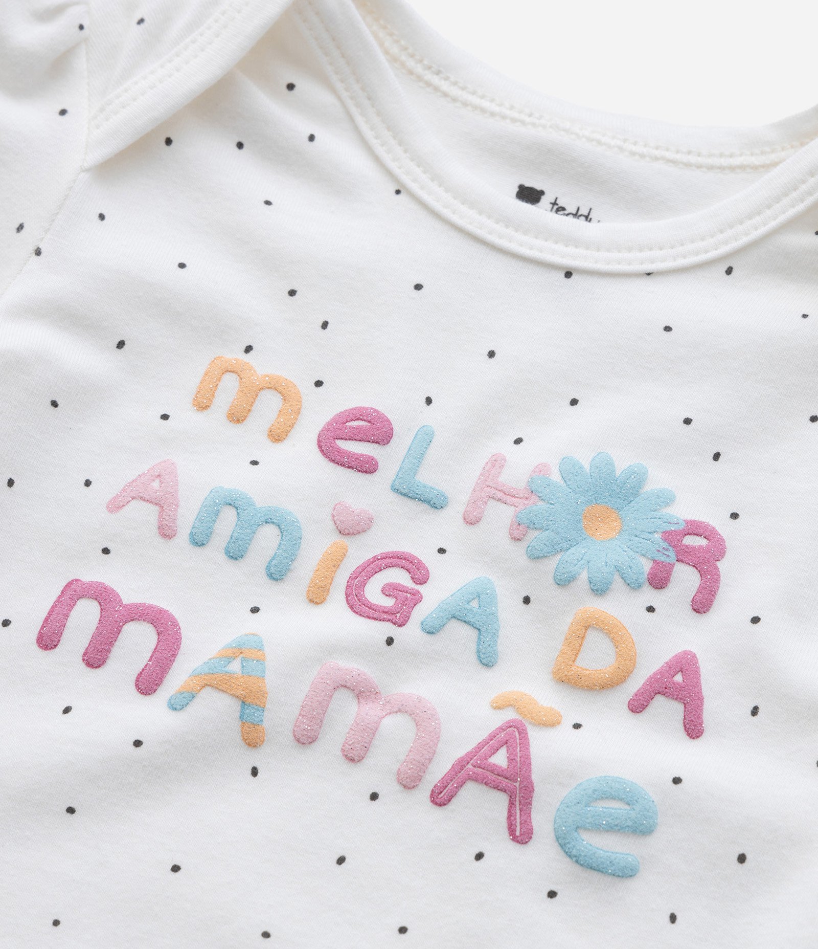 Body Infantil com Lettering Melhor Amiga da Mamãe - Tam RN a 18 meses Off White 6