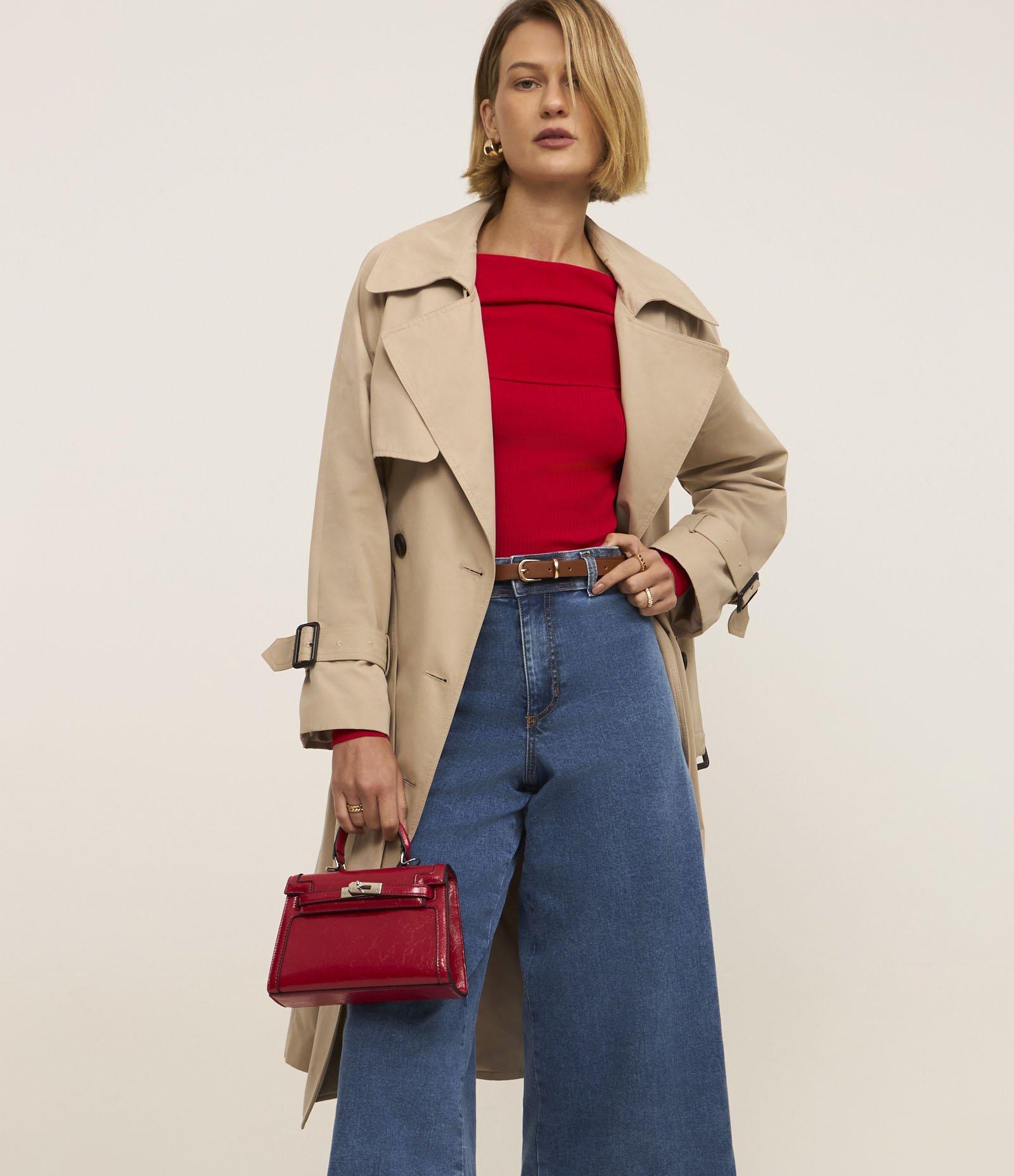 Calça Wide Leg Cropped em Jeans com Cintura Alta Azul 2