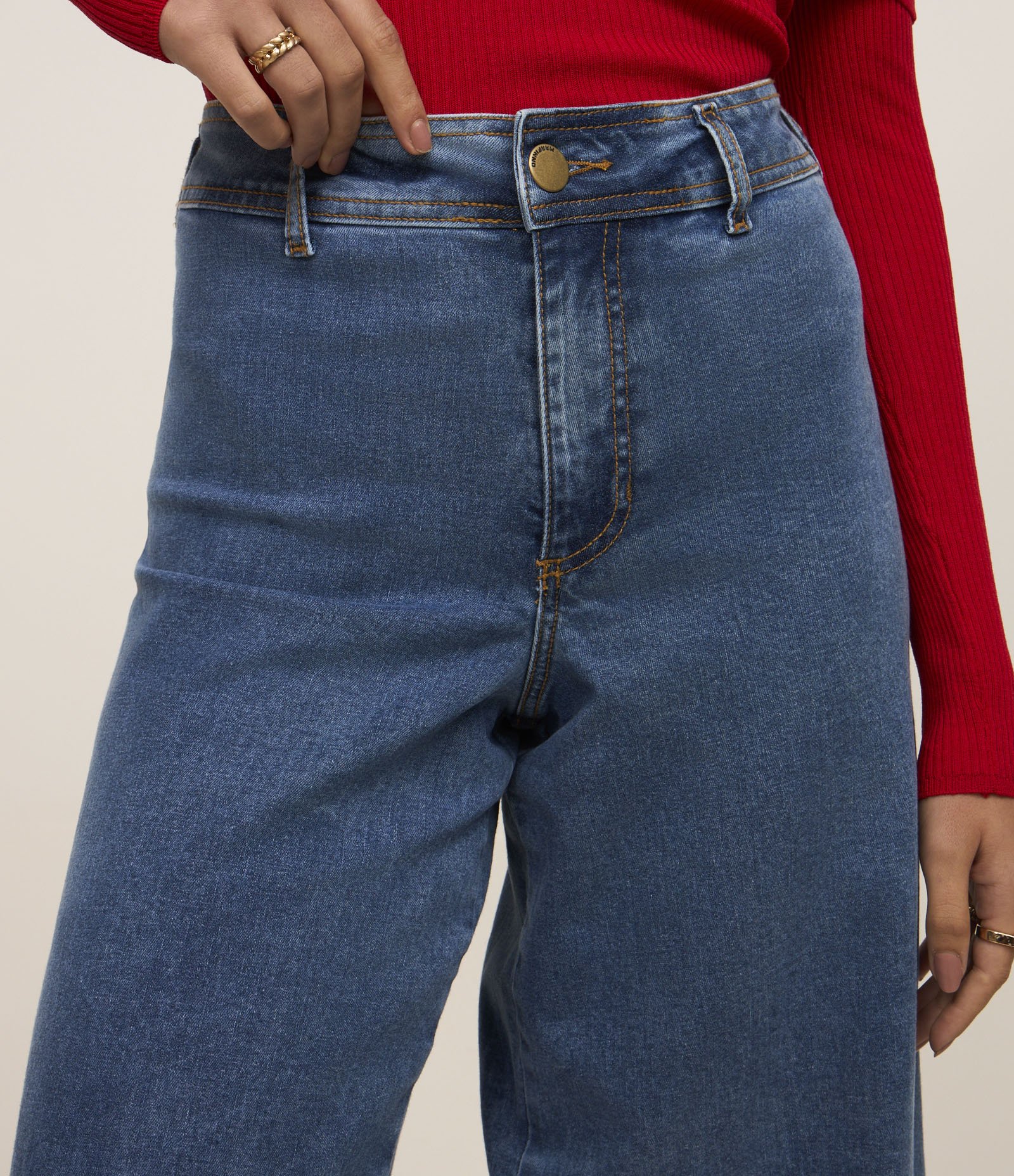 Calça Wide Leg Cropped em Jeans com Cintura Alta Azul 4