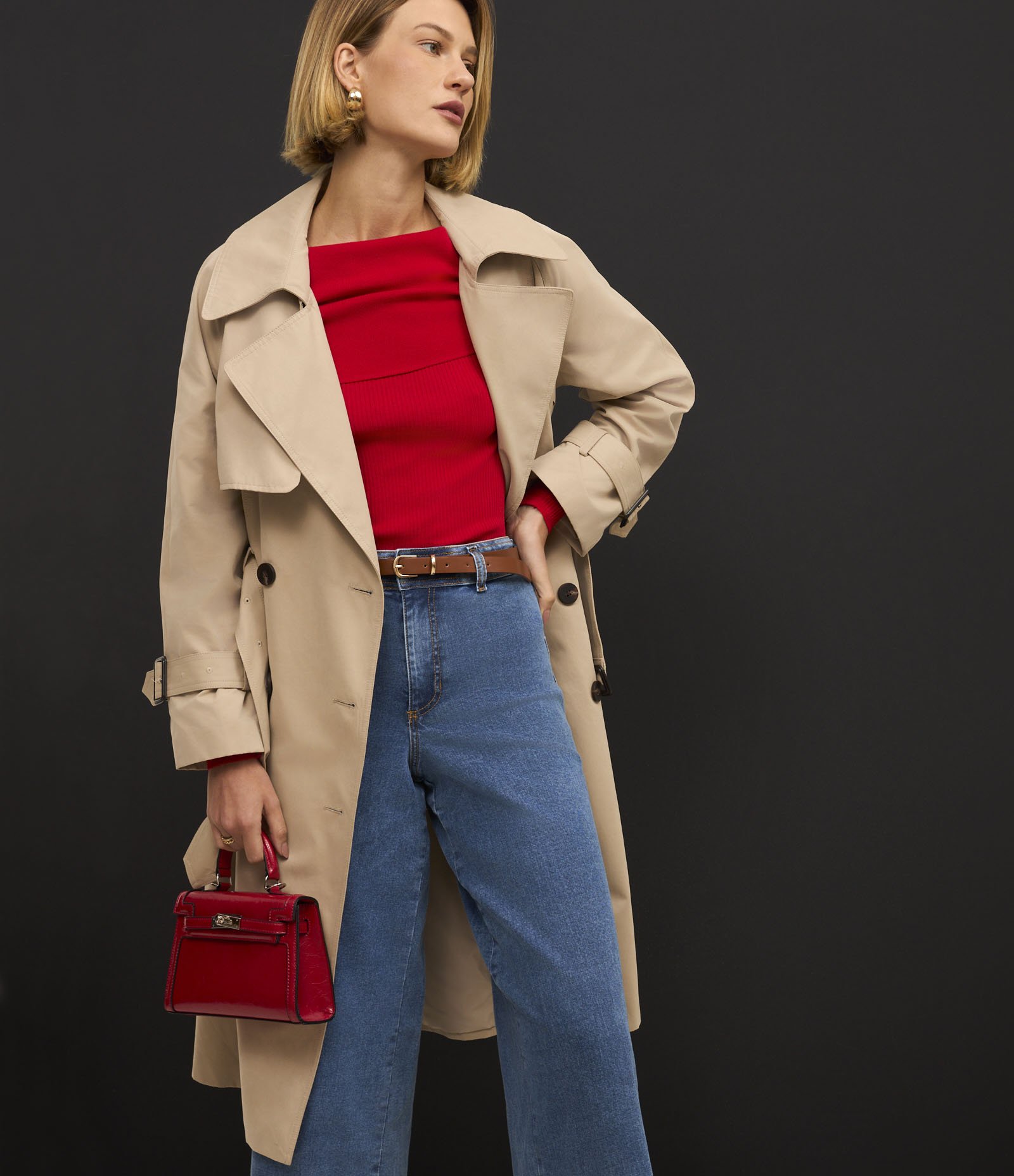 Calça Wide Leg Cropped em Jeans com Cintura Alta Azul 5