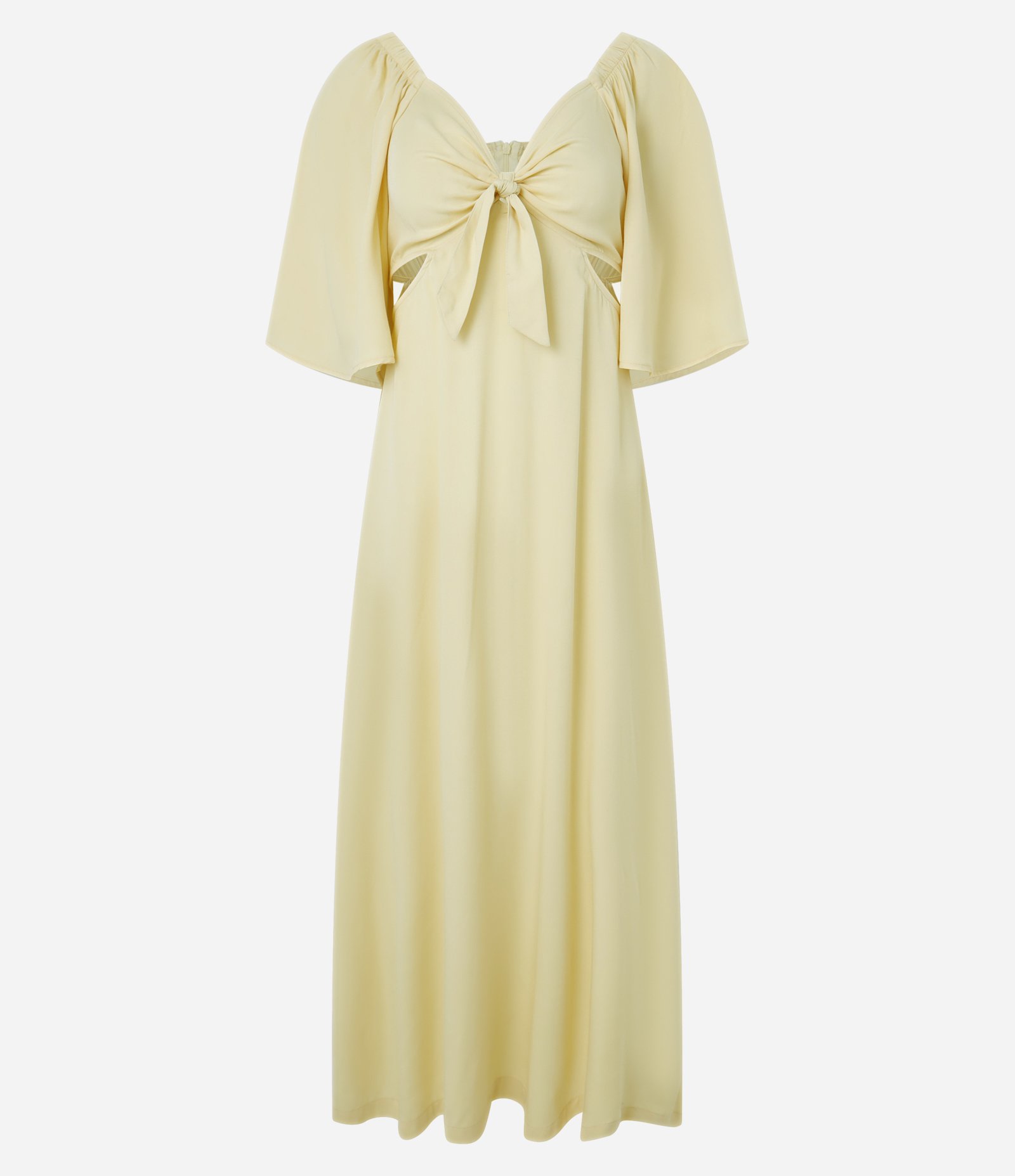 Vestido New Midi em Viscose com Manga Ampla com Amarração no Busto 1