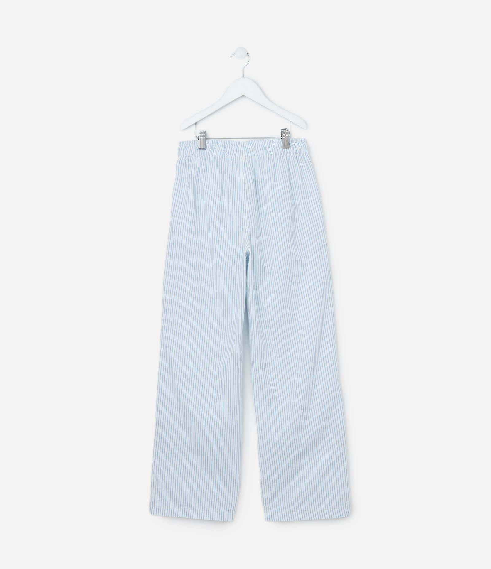 Calça Reta Infantil em Tricoline com Listras - Tam 5 a 14 Anos Azul 2