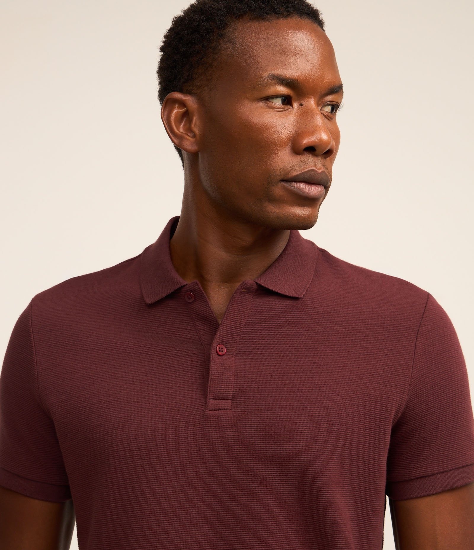 Camisa Polo Slim com Botões e Textura Canelada Marrom 4
