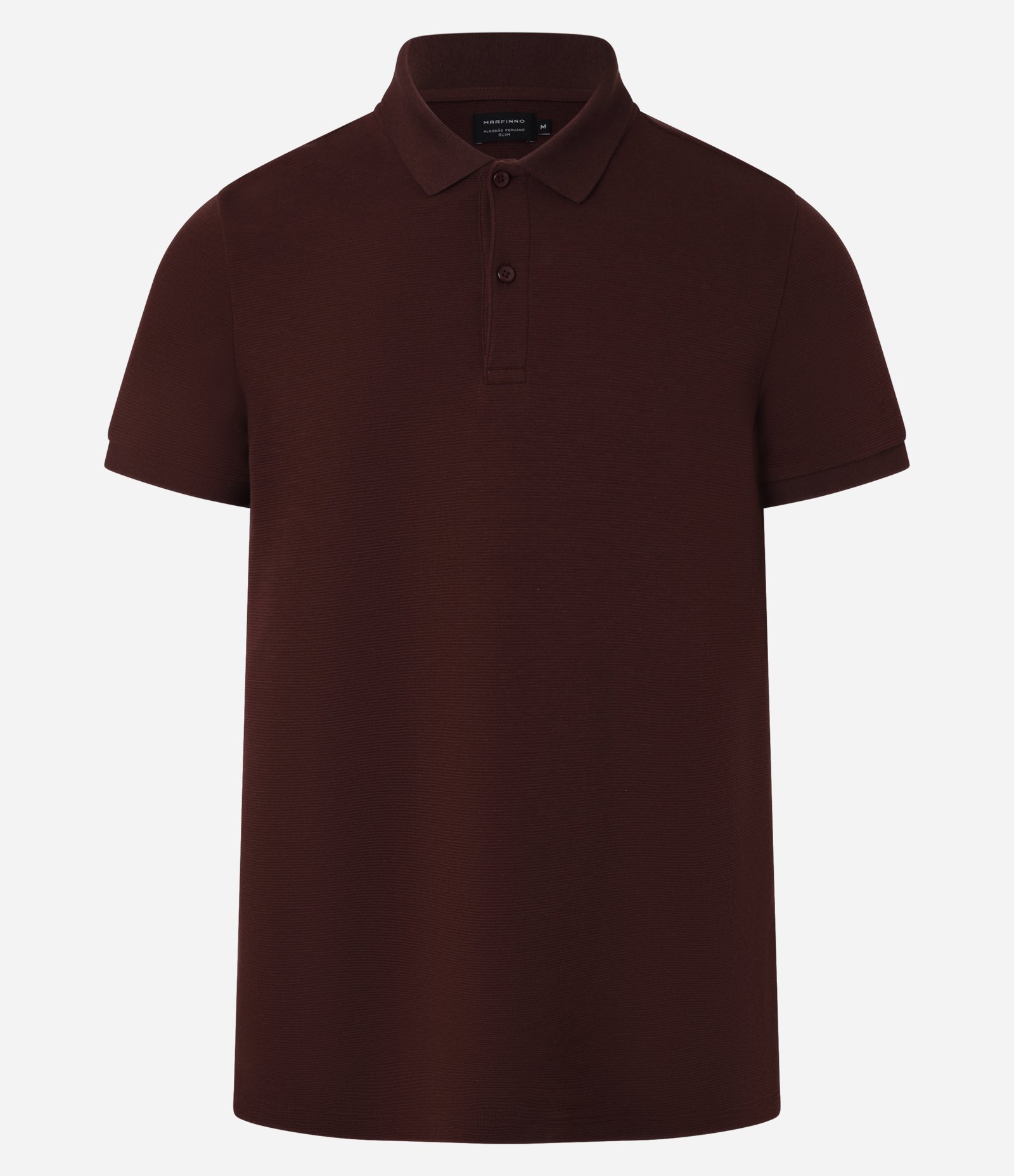 Camisa Polo Slim com Botões e Textura Canelada Marrom 5