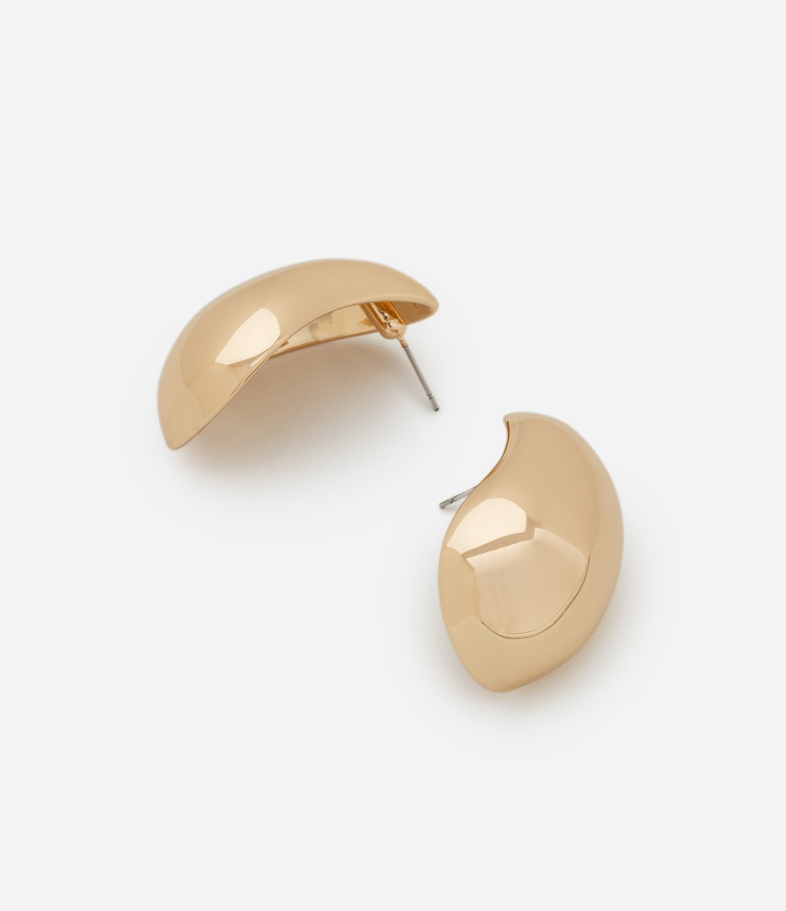 Brinco Botão Metal com Bold Orgânico Dourado 2